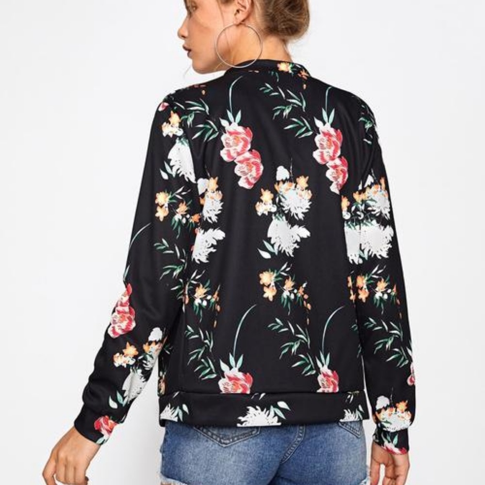Tropical Print Zip Up Jacket - Picture 2 of 2